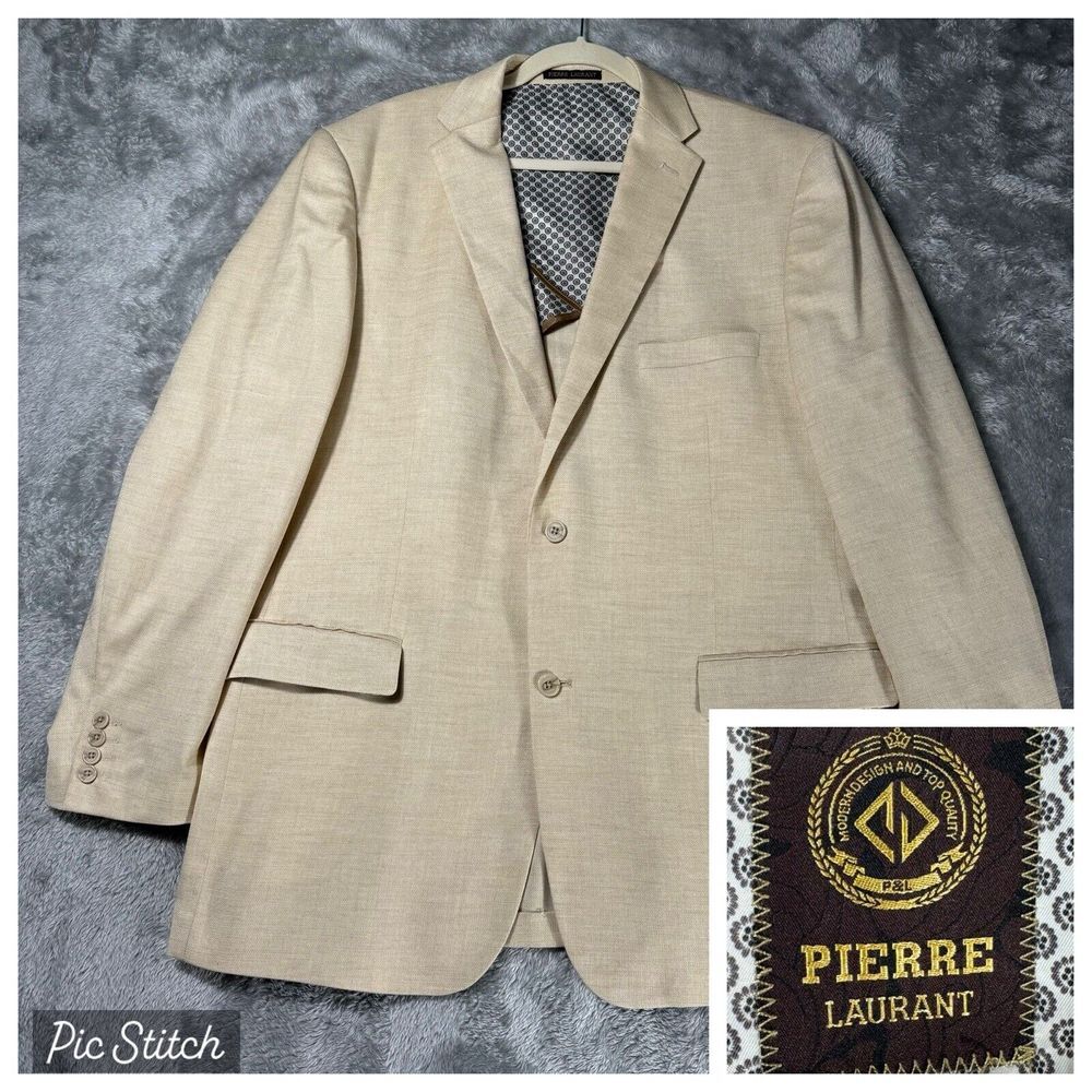 Pierre Laurent Blazer Men 46L Warm Sand Elvis 2B Superior 150s‎ High Tech Fabric